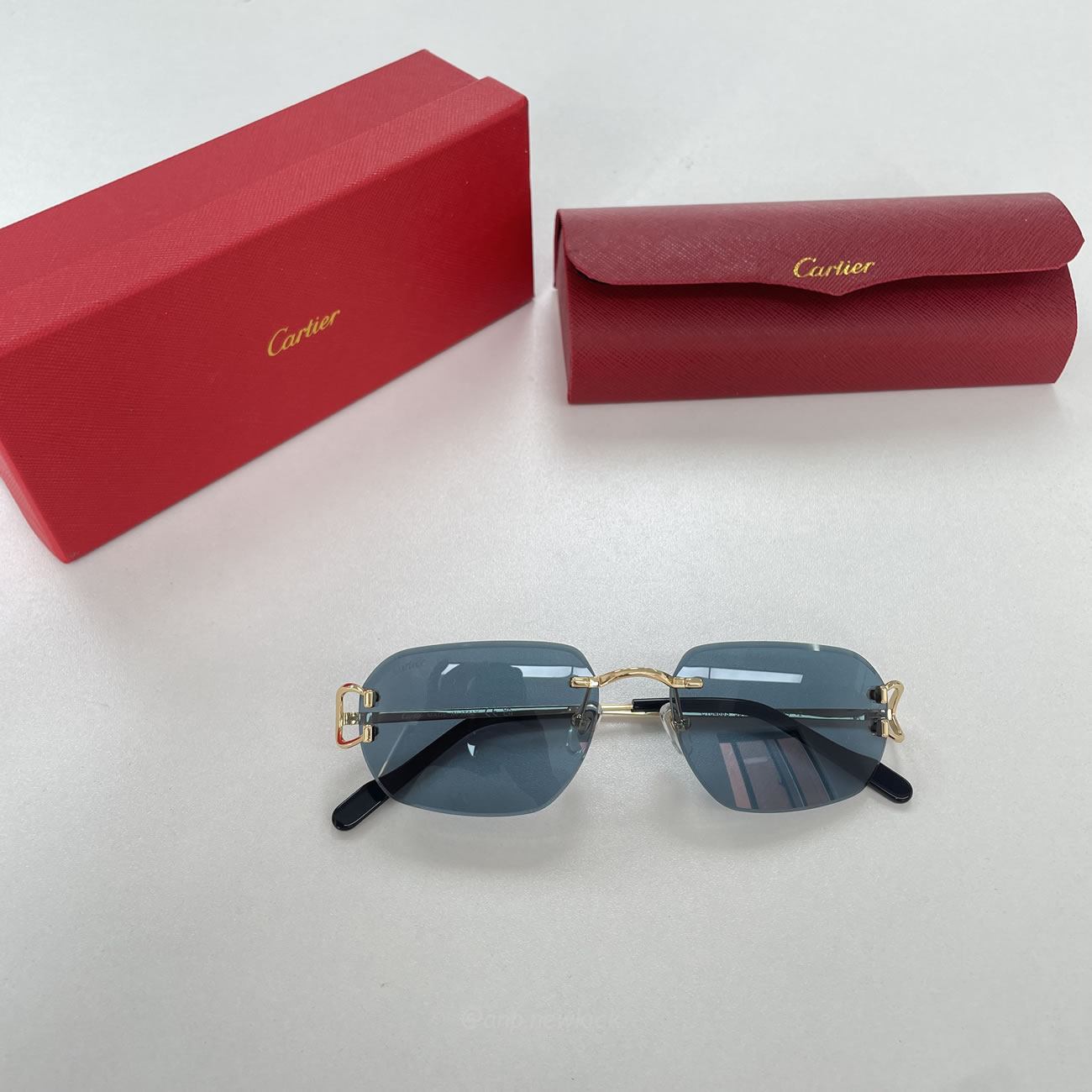 Cartier Eyewear Rimless Rectangle Frame Sunglasses (3) - www.newkick.vip